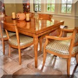 F27. Extendable refectory table with 6 chairs. Table: 30.5”h x 72”w x 36”d 